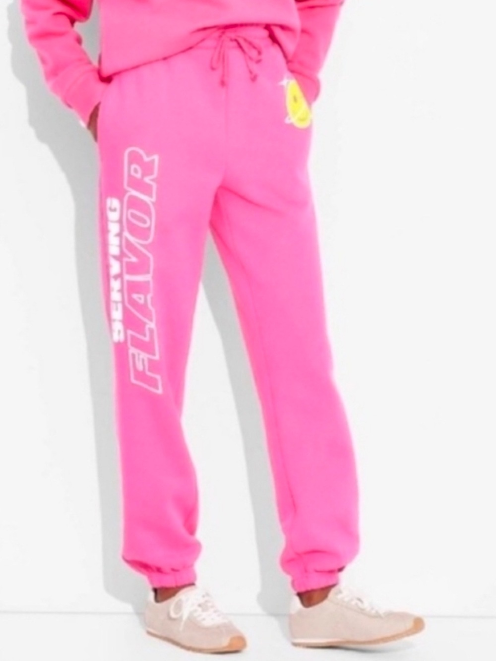 Pink Graphic Jogger Sweatpants with Serving Flavor Print - Picture 2 of 6
